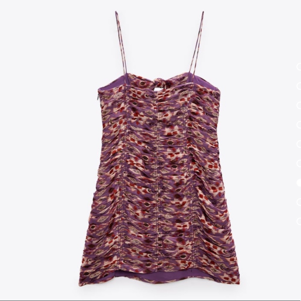 ZARA FLORAL PRINTED DRESS WITH DRAPING - Picture 8 of 9